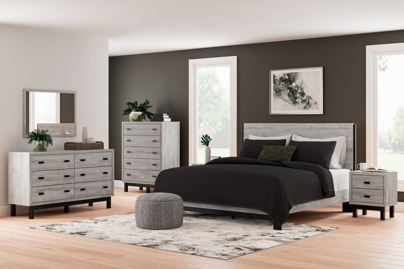 Zen 5pc Bedroom Set with Bed, Dresser & Mirror, Light Grey - King Size