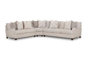 Ainsley 3-Piece Linen-Look Fabric Reversible Sectional with Accent Pillows - Linen Beige