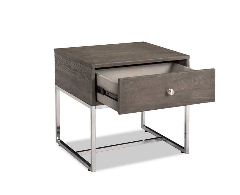 Echo 24\" Modern End Table with Storage - Brown with Silver Metal Legs