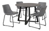 Cole 5pc Dining Set with Table & 4 Grey Chairs, Metal, Melamine, 42