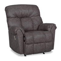 8527 Leather-Look Fabric Power Rocker Recliner - Commodore Shadow 