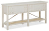 Ellison 60\" Traditional Sofa Table with Storage and Shelf - Antique White Wood