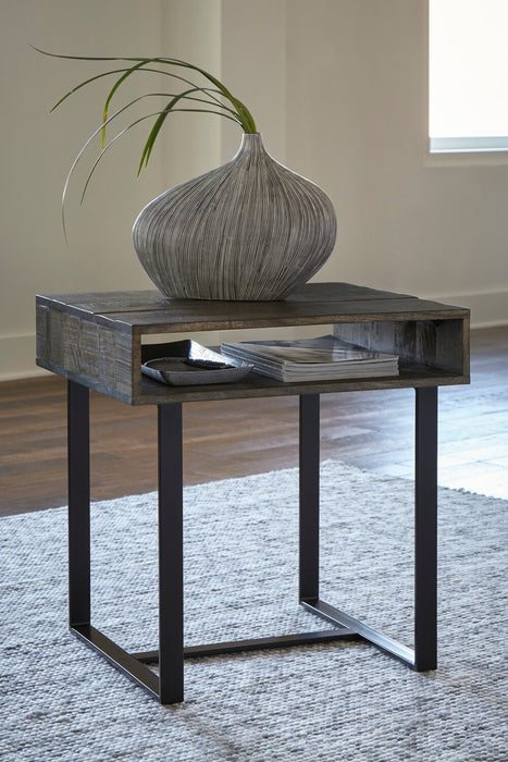 Vito 24\" Modern End Table with Storage - Brown with Black Metal Legs