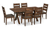 Plum 7pc Dining Set with Table & 6 Chairs, Wood, Live-Edge Look, 70.75