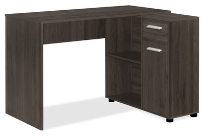 Bristol 46" L-Shaped Computer Office Desk with Shelves, Drawer & Cabinet - Brown Oak|Bureau d’ordinateur en forme de L Bristol de 46 po avec tablettes, tiroir et armoire - chêne brun