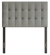 Ellis Upholstered Headboard in Grey Fabric, Button Tufted - Twin Size