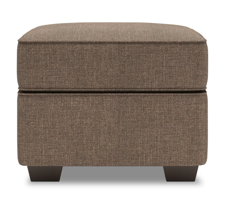 Made in Canada Customizable Sofa Lab Roll 24\" Linen-Look Fabric Ottoman - Luna Praline Brown