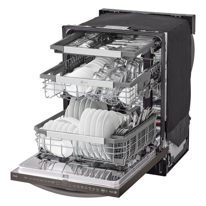 LG 24\" 42 dBA Built-In Top-Control Smart Dishwasher with QuadWash®Pro  - Smudge Proof Black Stainless Steel - LDTH7972D