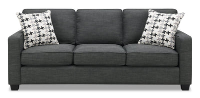 Sawyer Linen-Look Fabric Sofa - Charcoal Grey 