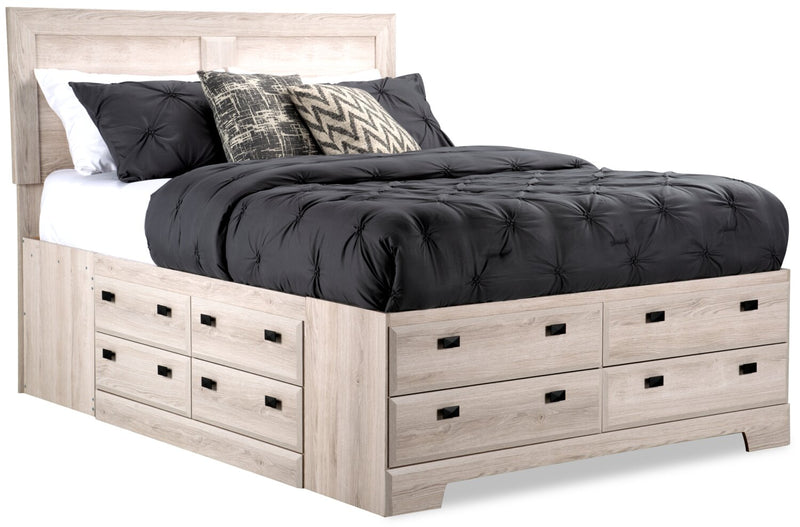 Yorkdale White Queen Storage Bed - Contemporary style Bed in White Engineered Wood