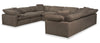 Eclipse Modular 8-Piece Linen-Look Fabric Sectional with Reversible Feather Down Cushions - Slate Grey