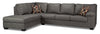 Made in Canada Morty 2-Piece Left-Facing Leather-Look Fabric Sectional with Sofa and Accent Pillows - Grey