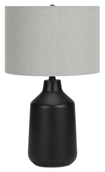 24" Black Concrete Table Lamp with Grey Shade|Lampe de table de 24 po béton noir avec abat-jour gris