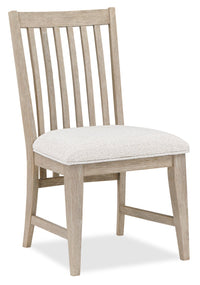 Athena Dining Chair with Polyester Fabric, Slat-Back - Light Grey 