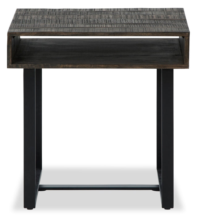 Vito 24\" Modern End Table with Storage - Brown with Black Metal Legs