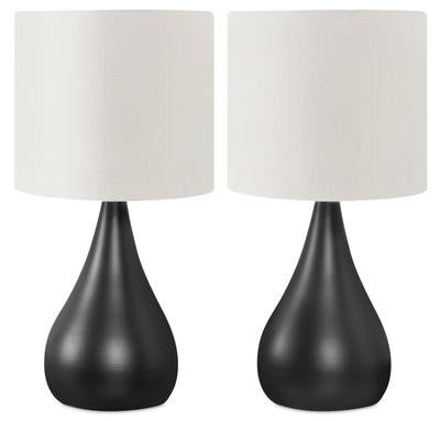 18" Black Metal 2-Piece Set, with Two Table Lamps|Ensemble 2 lampes de table de 18 po en métal noir