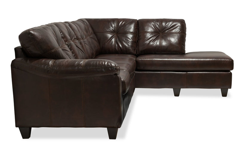 Made in Canada Addison 2-Piece Right-Facing Faux Leather Sectional with Removable Seat Cushions - Brown