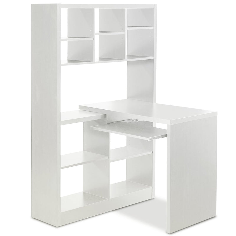 Mollie Reversible Desk with Bookcase - White  
