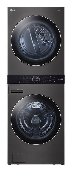 LG 5.2 Washer/7.4 Dryer Cu. Ft. Front-Load High-Efficiency Steam Washtower™ - Black Steel - WKGX201HBA