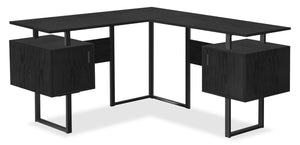 Rafa L-Shaped Desk - Black