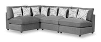 Scott Living Evolve Modular 4-Piece Linen-Look Fabric Sectional with Feather Down Cushions - Charcoal Grey 