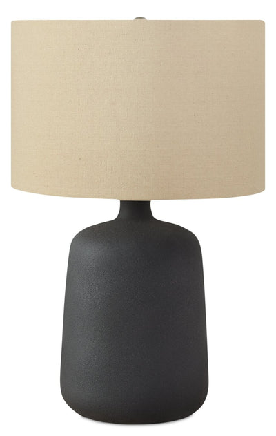 24" Black Ceramic with Beige Shade Table Lamp|Lampe de table de 24 po en céramique noire avec abat-jour beige