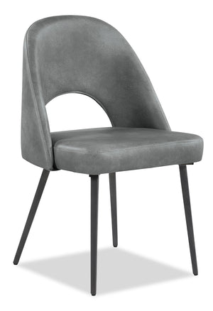 Kort & Co. Bay Dining Chair with Vegan Leather Fabric, Metal - Grey