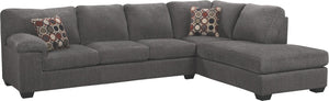 Morty 2-Piece Chenille Right-Facing Sofa Bed Sectional - Grey