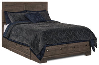 Yorkdale 6-Drawer Platform Bed with Headboard & Storage Frame, Made in Canada, Grey - Queen Size 