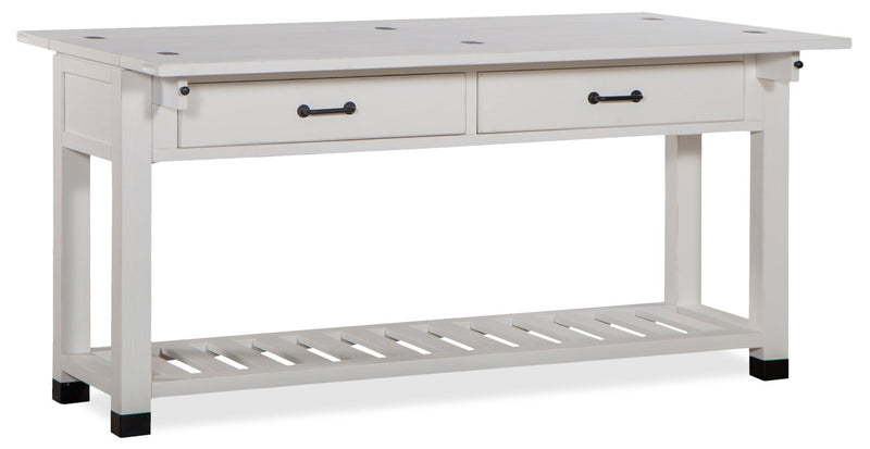 Harper 60\" Modern Sofa Table with Storage and Shelf - White Pine