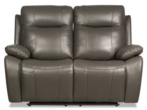 Kora Genuine Leather Power Reclining Loveseat - Grey