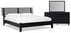 Shaw 5pc Bedroom Set with Bed, Dresser & Mirror, Modern, Black - Queen Size