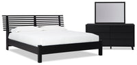 Shaw 5pc Bedroom Set with Bed, Dresser & Mirror, Modern, Black - Queen Size 