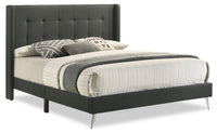 Beau Upholstered Wingback Bed in Charcoal Fabric, Tufted - King Size 