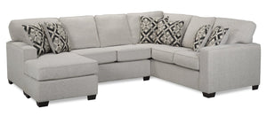 Made in Canada Verona 2-Piece Left-Facing Linen-Look Fabric Sectional with Removable Cushions - Beige