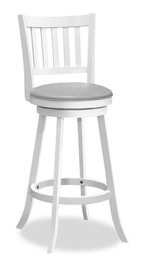 Rory Barstool with Swivel Seat, Vegan Leather Fabric - White 