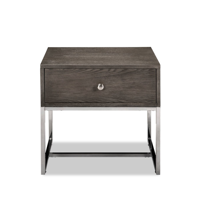Echo 24\" Modern End Table with Storage - Brown with Silver Metal Legs