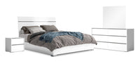 Raia 6pc Bedroom Set with Panel Bed, Dresser, Mirror & Nightstand - Made in Italy, Modern, White - Queen Size