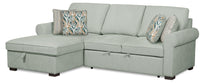 Haven 2-Piece Left-Facing Chenille Sleeper Sectional - Seafoam 