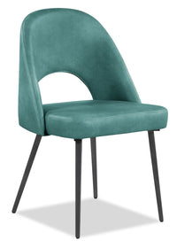 Kort & Co. Bay Dining Chair with Vegan Leather Fabric, Metal - Aqua 