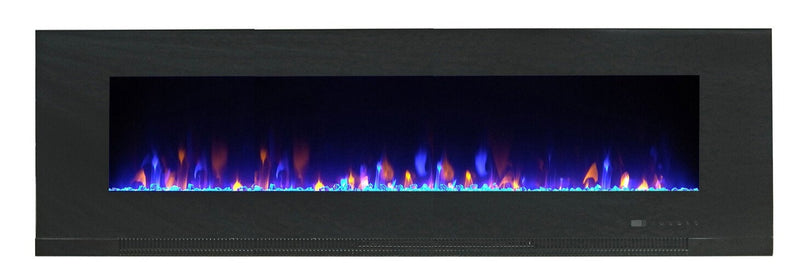 Billy 60” Wall-Mount Electric Fireplace  - Contemporary style Electric Fireplace in Black