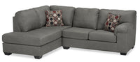 Morty 2-Piece Leather-Look Fabric Left-Facing Sectional - Grey  