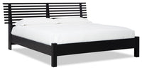 Shaw Panel Bed with Headboard & Frame, Modern, Black - Queen Size 