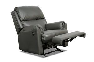 Drogba Leather-Look Fabric Power Recliner - Grey