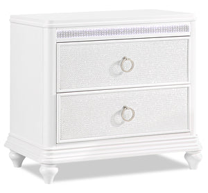 Ava Bedside 2-Drawer Nightstand with LED Light & USB Port, 32.5