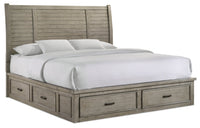 Levi Platform Storage Bed with Headboard & Frame, Wooden, Drift Grey - King Size 