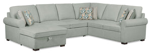 Scott Living Haven 3-Piece Left-Facing Chenille Fabric Sleeper Sectional with Storage Chaise - Seafoam Blue