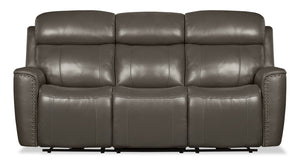 Quincy Genuine Leather Power Reclining Sofa - Grey