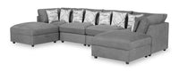 Scott Living Evolve Modular 6-Piece Linen-Look Fabric Sectional with Feather Down Cushions - Charcoal Grey 