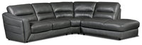 Romeo 3-Piece Genuine Leather Right-Facing Sectional - Grey 